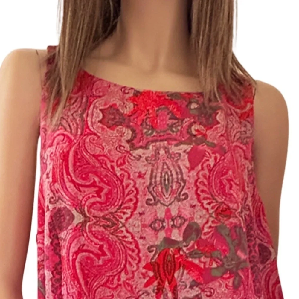 CABI Blouse Top Tank Blouse Multi Colour Paisley Abstract Print Sleeveless Flowy - Picture 2 of 11